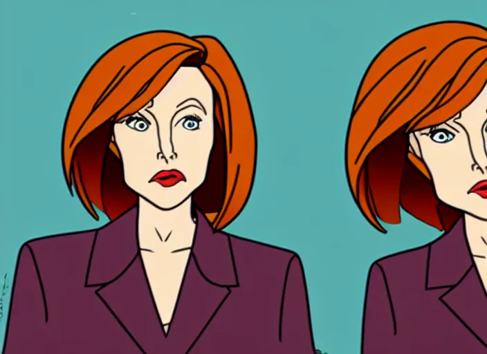 Image similar to an animation cel of dana scully, in the style of netflix animation