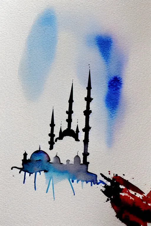 Image similar to minimalist watercolor splash ink art of istanbul