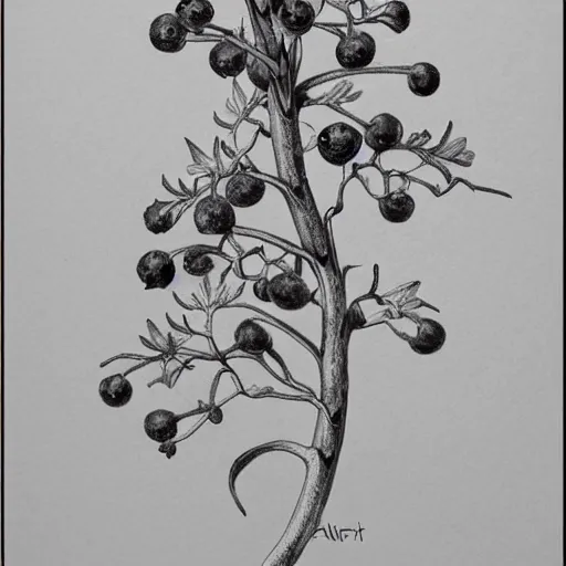 Image similar to botanical drawing of bilberry bush. detailed art. color. rustic. nordic. trending on artstation. detailed. shrub. nature. artistic.