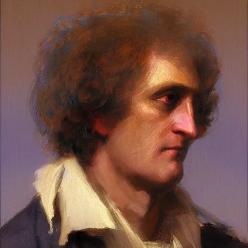 Prompt: portrait of isaac newton using a vr, artwork by gaston bussiere, craig mullins, trending on artstation