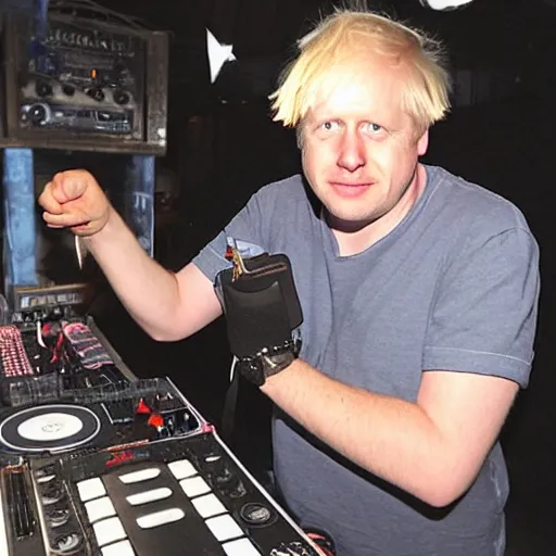 Prompt: Boris Johnson as a DJ in Ibiza