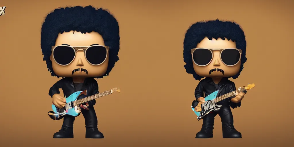 Image similar to funko of jimi hendrix, max resolution, high contrast, cinematic, light cinematic, volumetric, realistic, cinematic lighting, octane render, hyper realistic