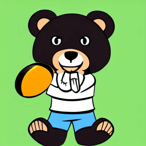 Image similar to A team mascot bear holding a rugby ball, vector, professional graphic design