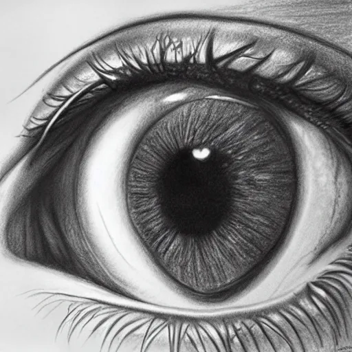 Image similar to ultra detailed ultra realistic pencil drawing of a human eye looking in a mirror