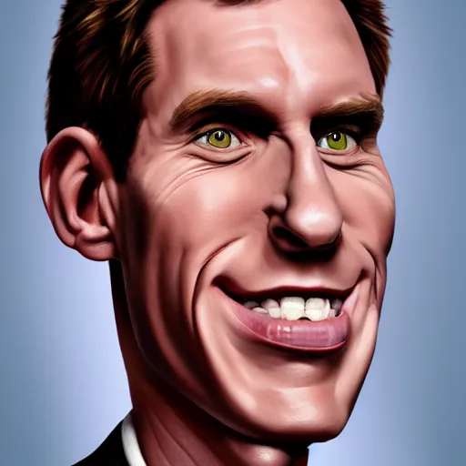 Image similar to Caricature portraits done of Jerma realistic, hyperrealistic, very realistic, highly detailed, very detailed, extremely detailed, detailed, oil painting, digital art, trending on artstation