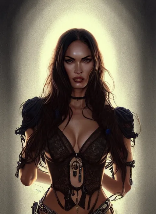 Prompt: symmetry!! portrait of megan fox as a cowgirl, horror, fashion, dark!! intricate, elegant, highly detailed, digital painting, artstation, concept art, smooth, sharp focus, illustration, art by artgerm and greg rutkowski and alphonse mucha