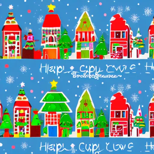 Image similar to orthographic view of a christmas themed town, happy, cute, bright colours, high detail, 8 k,