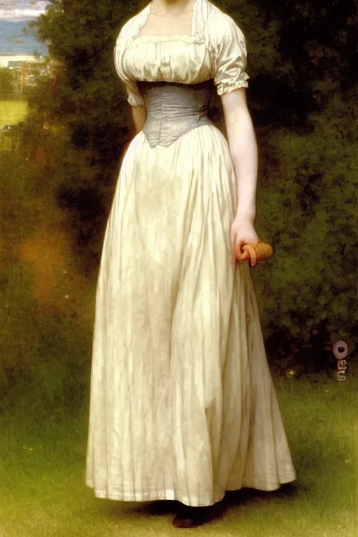 Prompt: jane austen in high - waisted dress, painting by rossetti bouguereau, detailed art, artstation