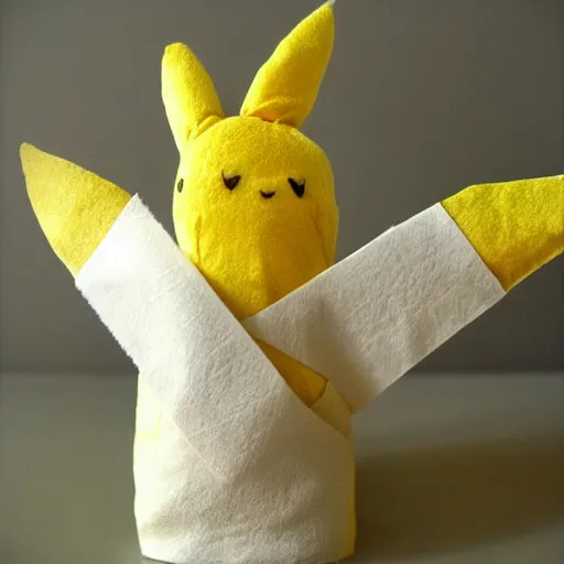 Image similar to a paper towel pikachu