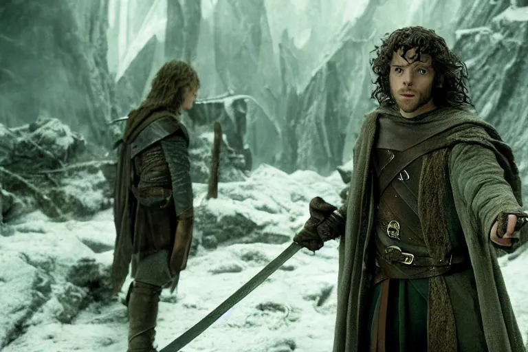 Image similar to francois arnaud plays an elf in the lord of the rings return of the king, highly detailed, cinematic lighting, 4 k, arricam studio 3 5 mm film camera, kodak 5 2 7 9 ( tungsten - balanced ) film stock