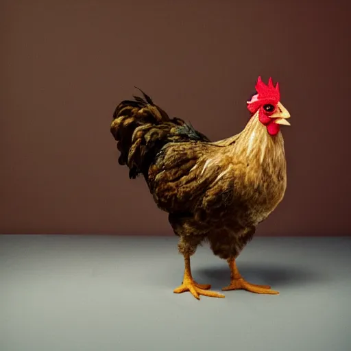 Image similar to a high quality photo of a chicken wearing a suit, Romanticism, 8k