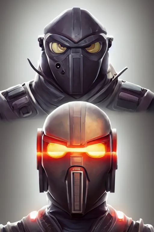 Image similar to epic mask helmet robot ninja portrait stylized as fornite style game design fanart by concept artist gervasio canda, behance hd by jesper ejsing, by rhads, makoto shinkai and lois van baarle, ilya kuvshinov, rossdraws global illumination radiating a glowing aura global illumination ray tracing hdr render in unreal engine 5