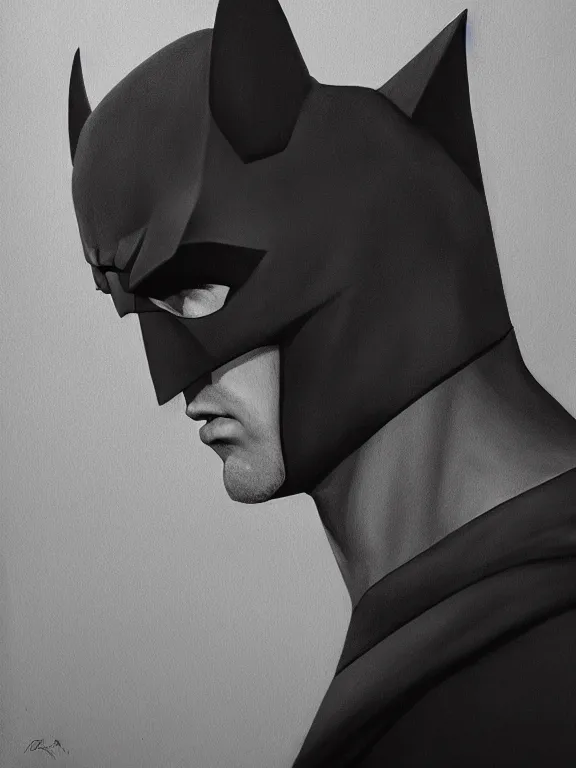 Image similar to portrait, half lit ryan renolds as batman, hyperrealism