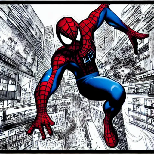 Image similar to spiderman a comic book panel by ryan stegman deviantart contest winner photorealism official art marvel comics dynamic pose