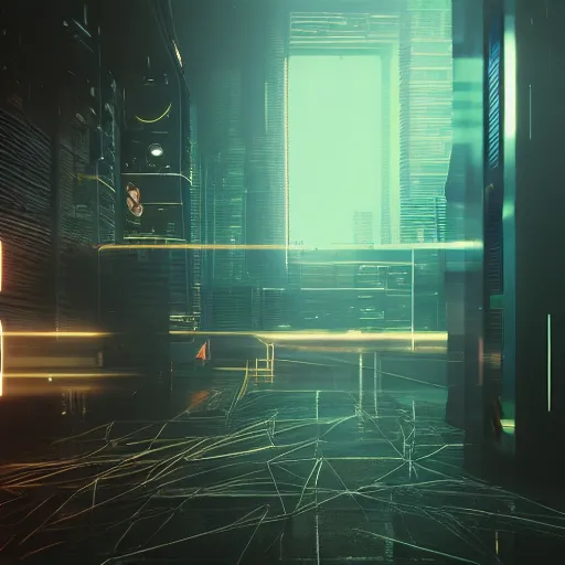 Image similar to cyberpunk dreams, dark colors, octane render, golden ratio