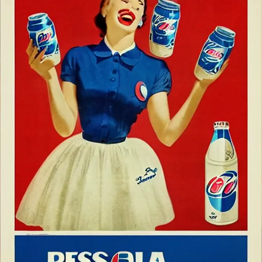 Image similar to pepsi cola poster. 1950.