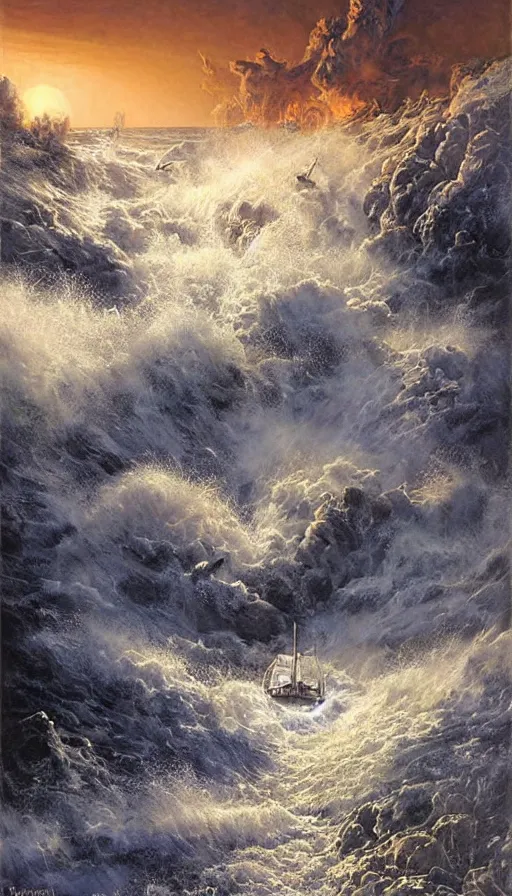 Image similar to the end of the world, by james gurney