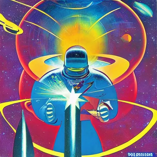 Prompt: album cover of a deep space star field. jack kirby, alex ross.