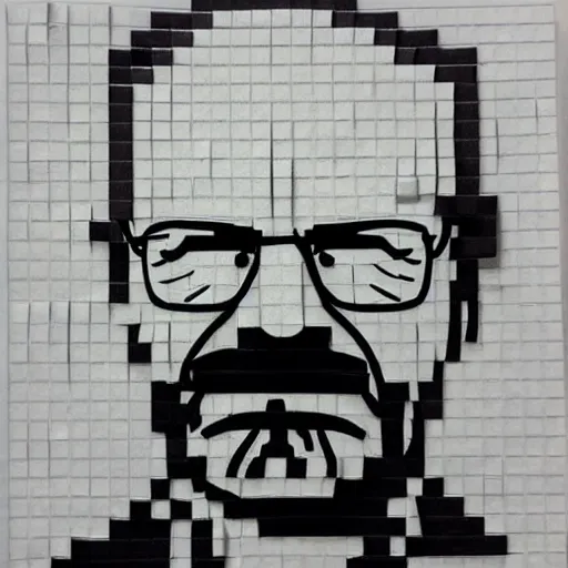 Image similar to walter white, made with sticky notes