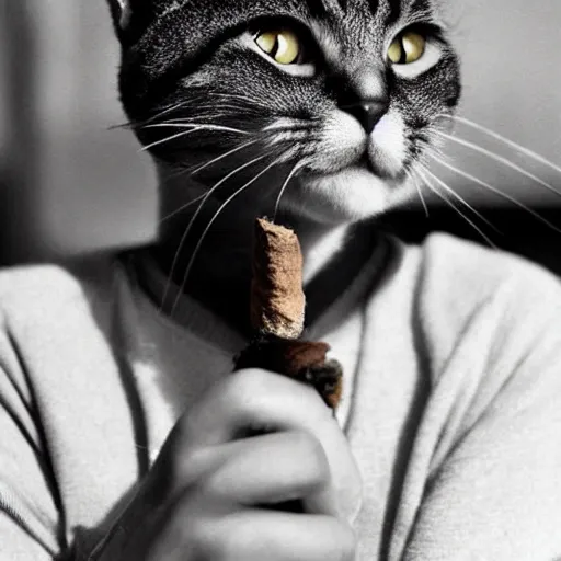 Image similar to a gay cat smoking a cigar