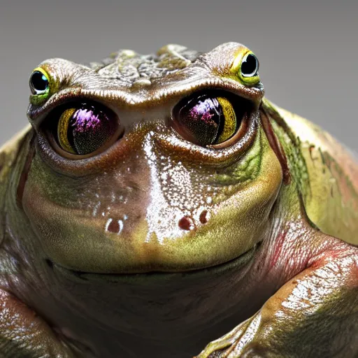 Prompt: hyperrealistic mixed media image of a bullfrog info wars alex jones, stunning 3 d render inspired art by greg rutkowski and xiang duan and thomas eakes, perfect symmetry, hyper realistic texture, realistic, highly detailed attributes and atmosphere, dim volumetric cinematic lighting, 8 k octane detailed render, post - processing, masterpiece,