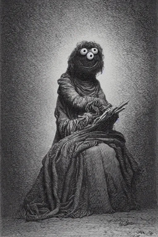 Prompt: a muppet by Gustave Dore