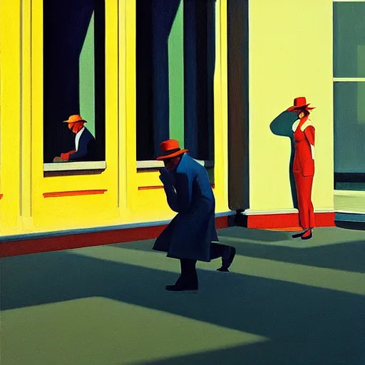 Image similar to painting of an invisible man, by edward hopper and james gilleard