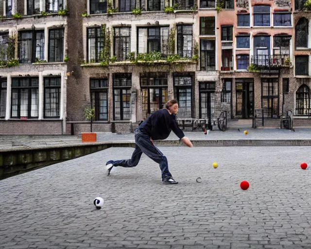 Image similar to playing petanque next to prinsengracht, intricate detail, beautiful aesthetic, cinematic still 8 k