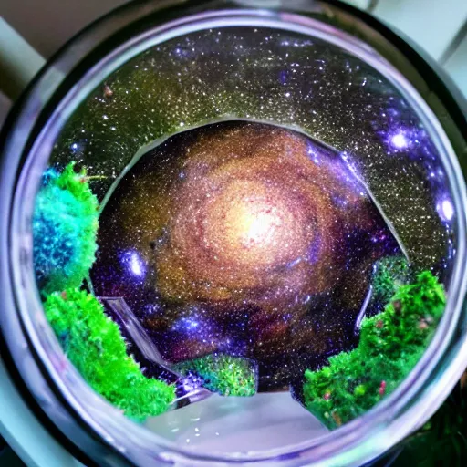 Image similar to a galaxy inside of a terrarium