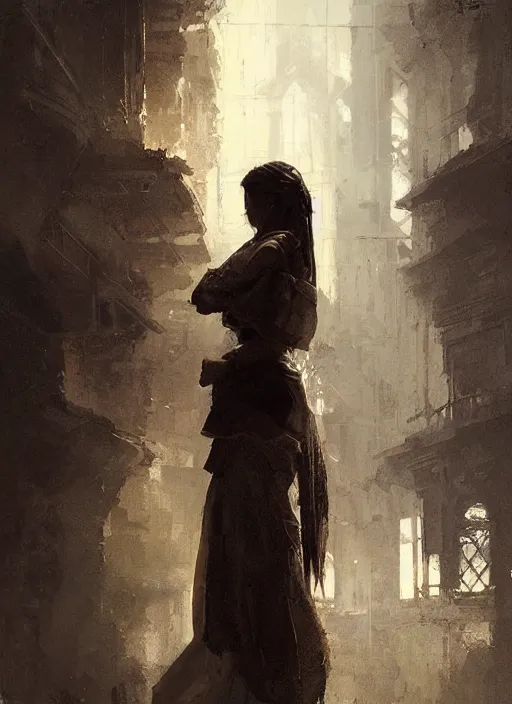 Prompt: female priest girl, beautiful face, rule of thirds, intricate outfit, spotlight, by greg rutkowski, by jeremy mann, digital painting