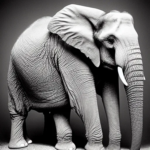 Image similar to Creature with the body of an elephant and the head of a human, National Geographic photograph