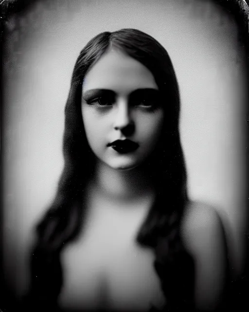 Image similar to tintype black and white dreamy young beautiful female artificial intelligence, metropolis, cinematic, rim light, bokeh, photo - realistic, elegant, high detail, 8 k, masterpiece, photo taken in 1 9 3 0