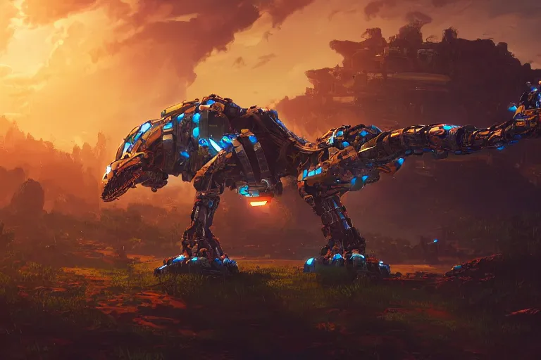 Image similar to slitherfang machine mecanical creature robot of horizon forbidden west horizon zero dawn radiating a glowing aura global illumination ray tracing hdr fanart arstation by ian pesty and alena aenami artworks in 4 k