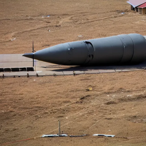 Prompt: cat sat on nuclear missile warhead, sleeping, award-winning photography 4k