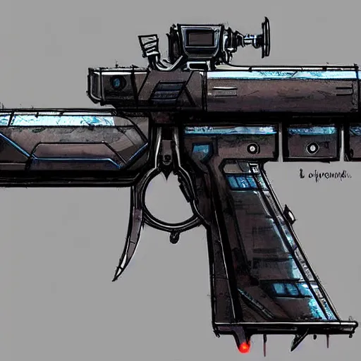 Image similar to Concept art of a sci-fi plasma rifle