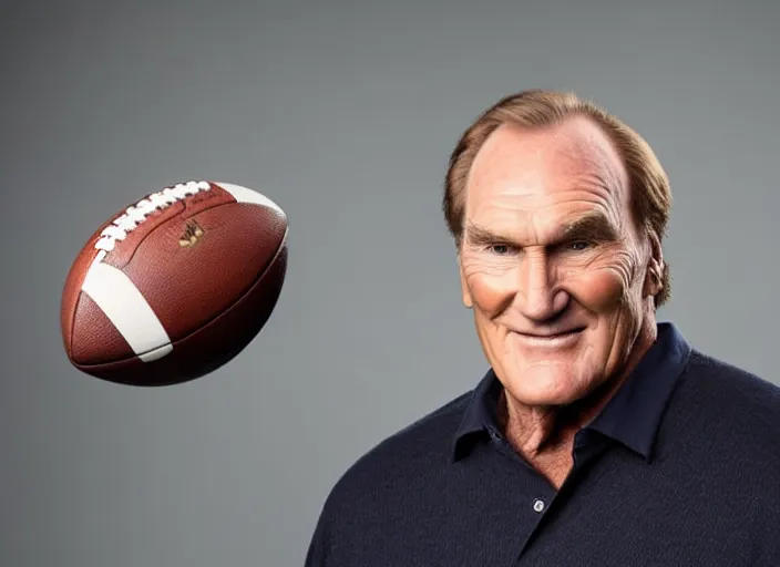 Image similar to studio portrait photo still of craig t nelson!!!!!!!! at age 3 3 years old 3 3 years of age!!!!!!! holding a football, 8 k, 8 5 mm f 1. 8, studio lighting, rim light, right side key light