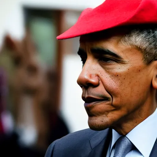 Image similar to barack obama wearing a red hat