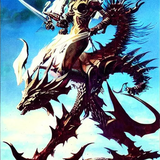 Image similar to Final Fantasy dragoon by Frank Frazetta