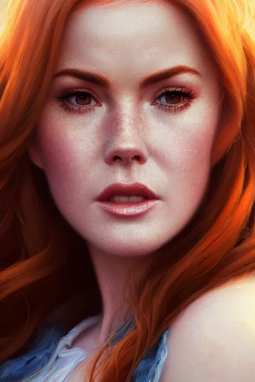 Prompt: ultra detailed close up facial portrait of isla fisher, extremely detailed digital painting, in the style of fenghua zhong and ruan jia and jeremy lipking and peter mohrbacher, mystical colors, rim light, beautiful lighting, 8 k, stunning scene, raytracing, octane, trending on artstation