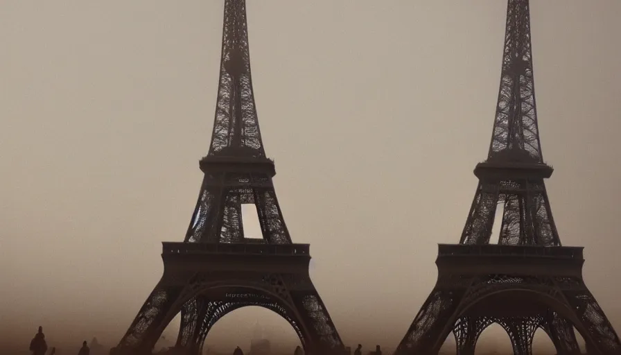 Prompt: Eiffel Tower under tons of sans during huge sandstorm, hyperdetailed, artstation, cgsociety, 8k