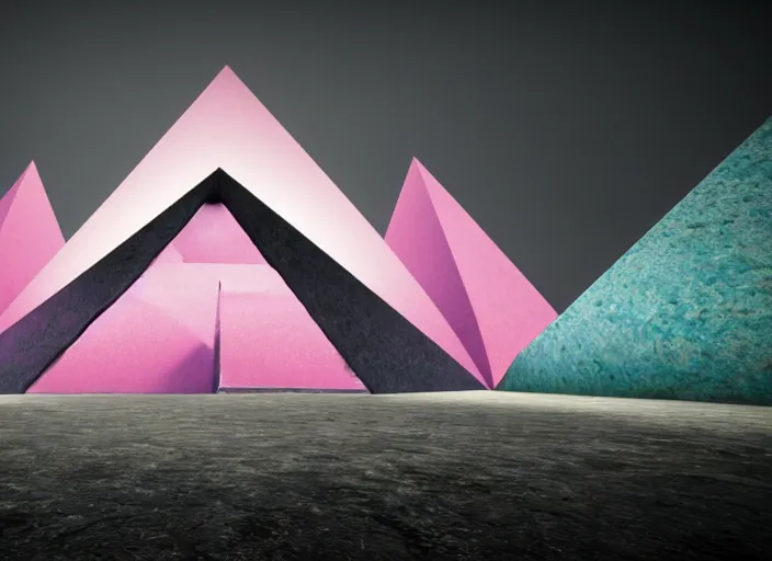 Prompt: Intricate scroll with musical notation blows in the wind, musical notes are lifted from the page, in the style of Pink Floyd Animals LP cover. A glass pyramid prism rendered in Unreal Engine by Storm Thorgerson, faded grey muted wash of distant pastel colors. Cryengine, Raytracing, Psychedelic.