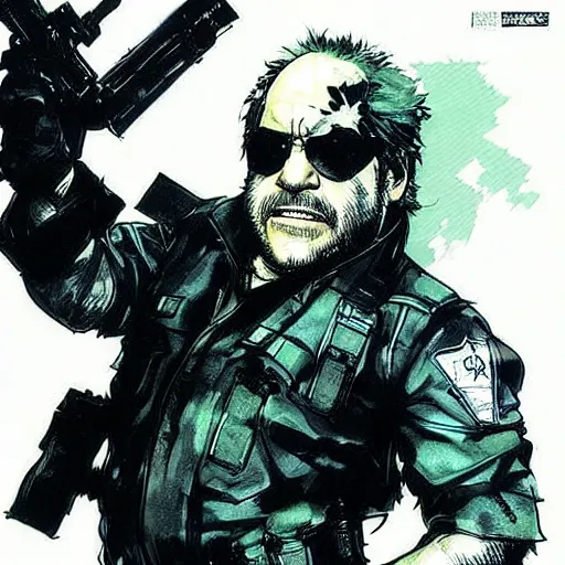 Prompt: danny devito from metal gear solid, by yoji shinkawa