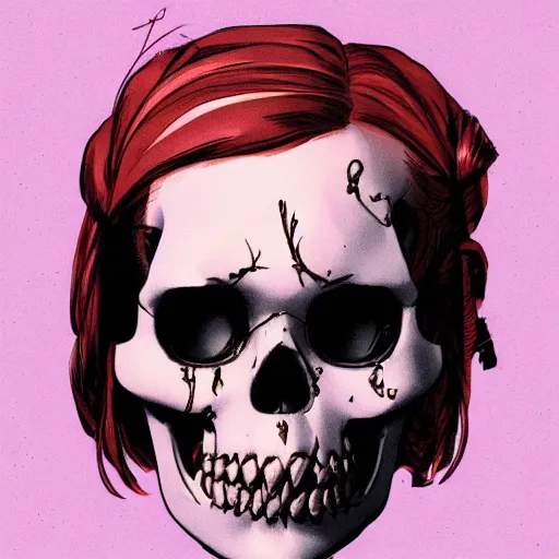 Image similar to a portrait of a girl skull face, alec soth and mike mignola, colors and hard shadows and strong rim light, plain background, comic cover art, trending on artstation