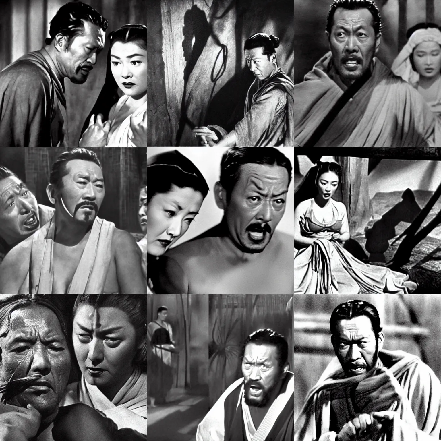 Prompt: a film still from rashomon ( 1 9 5 0 )