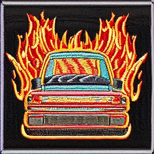 Image similar to fire station embroidered patch retro design