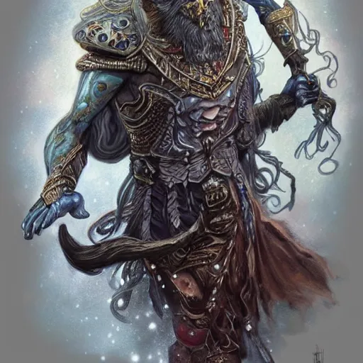 Image similar to an Artstation 3d render of Very very very very highly detailed beautiful mystic head of a phantom warrior with galaxy, tattoos by Anton Pieck, intricate, extremely detailed, digital painting, artstation, concept art, smooth, sharp focus, illustration, intimidating lighting, incredible art,