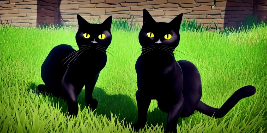 Prompt: a black cat in the style of fortnite