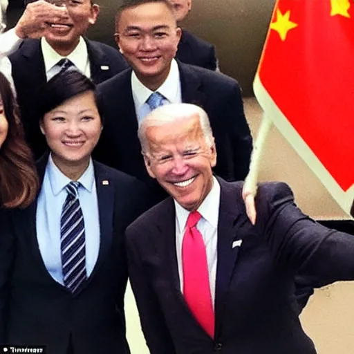 Prompt: Joe Biden's selfie taken directly after launching nukes at China, trending on twitter, trending on Instagram, viral photo