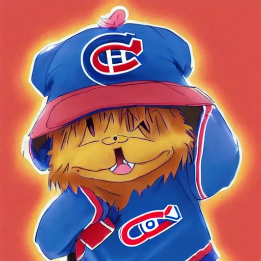 Image similar to anime Portrait of Youppi the Habs Montreal Canadiens Mascot as a very cute powerful and friendly pokemon, highly detailed anime, high evolution, 1990s, legendary, smooth, sharp focus, dynamic lighting, intricate, trending on ArtStation, illustration pokemon, art by WLOP