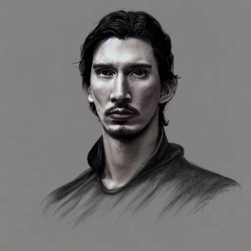 Prompt: portrait of stoic king adam driver beautiful queen john oliver, full body, military uniform, fantasy, intricate, elegant, beautiful, highly detailed, charcoal, centered, dark, smokey, digital painting, artstation, concept art, smooth, sharp focus, illustration, art by artgerm and greg rutkowski and alphonse mucha